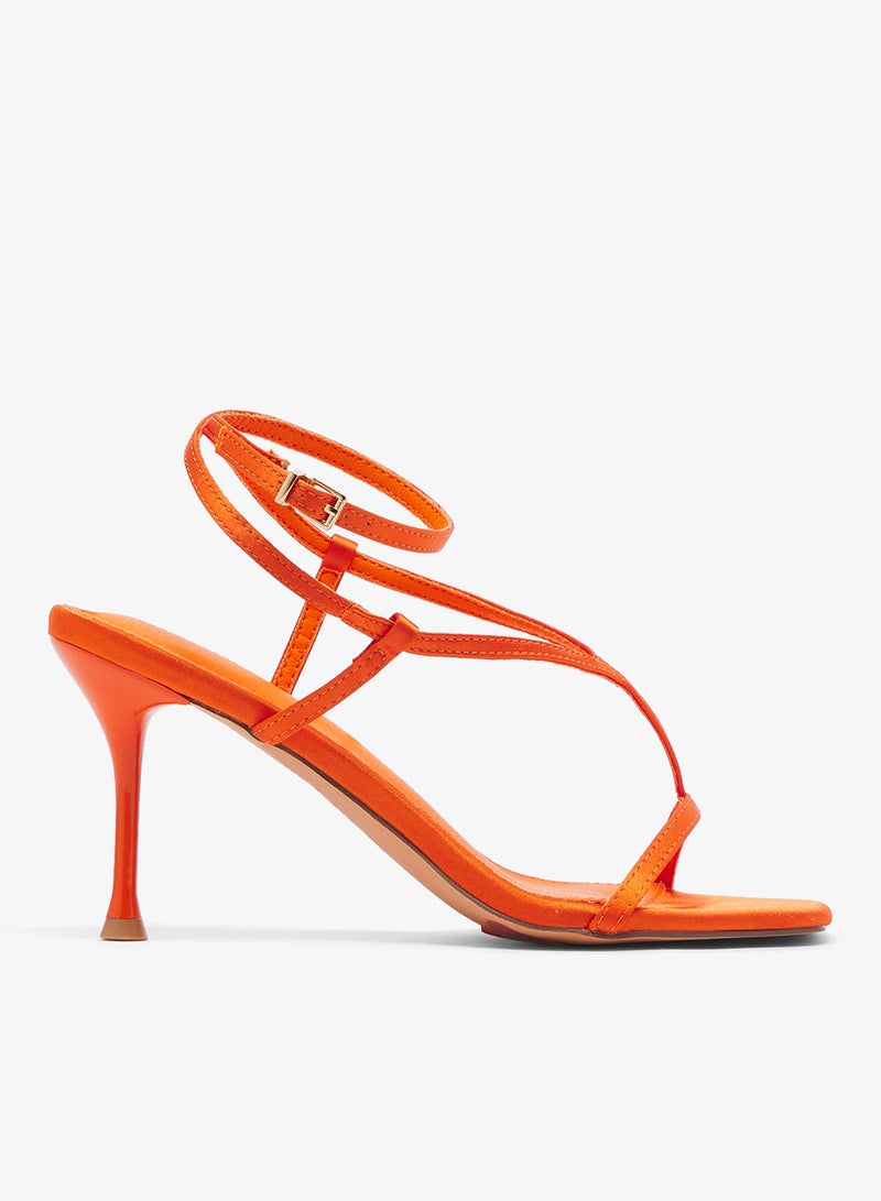 GLAMOROUS Satin Strappy Heeled Sandals - Image 1